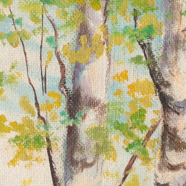 1950s 1950s Oil on Board Painting of Bitch Trees For Sale - Image 5 of 10