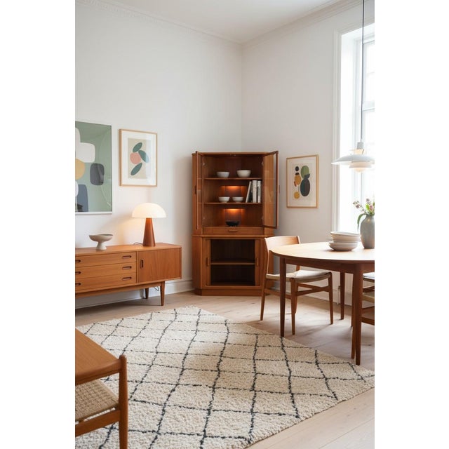 A very exclusive corner cabinet in teak from the well-reputed Dyrlund Denmark. A piece of furniture that combines elegant...