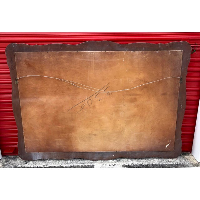 Large Vintage Mid Century Dixie Furniture White Hanging Wall Ir Dresser Mirror For Sale - Image 12 of 12