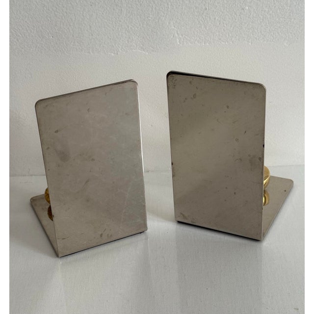 Metal Late 20th Century Brass and Chrome Golf Bookends For Sale - Image 7 of 8