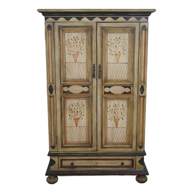 Habersham Style Hand Painted Armoire Tv Unit For Sale