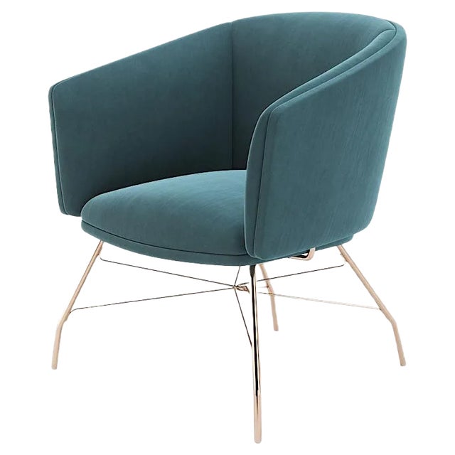 Armchair with Metal Legs For Sale