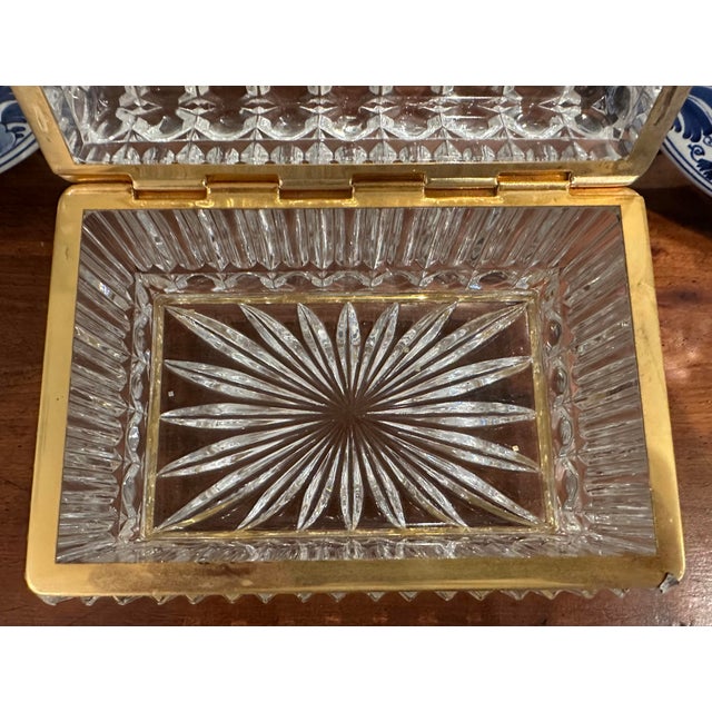 Glass Large Vintage Crystal Footed Box For Sale - Image 7 of 12