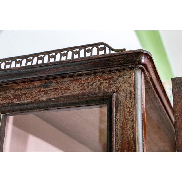 19th Century Small Antique Mahogany Wall-Hanging Vitrine Display Cabinet For Sale - Image 5 of 11
