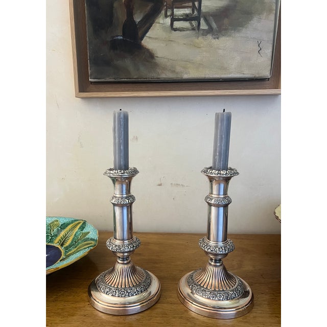 Early 19th Century Sheffield Silver Plate & Copper Georgian Candlesticks, C. 1814 For Sale - Image 5 of 16