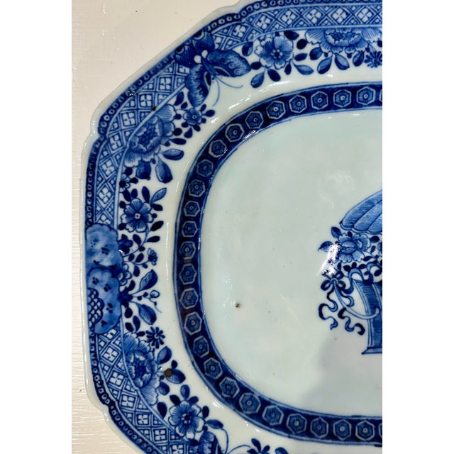 Chinese Export Porcelain Shaped Dish, Blue and White With Flower Basket, Qing Dynasty, Circa 1800 For Sale - Image 17 of 17