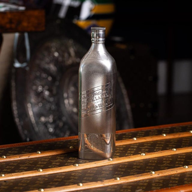 Large Novelty Silver Johnnie Walker Whisky Bottle, 1940s For Sale - Image 3 of 18