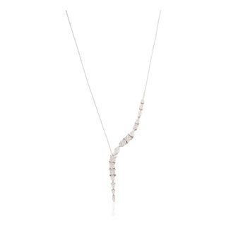 Luxurious 5.54 Carat Diamond Y-Drop Necklace in 14k White Gold 17 Inches For Sale