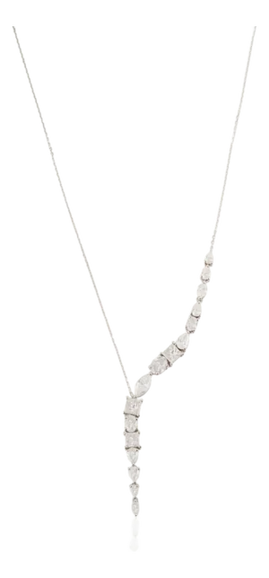 Luxurious 5.54 Carat Diamond Y-Drop Necklace in 14k White Gold 17 Inches