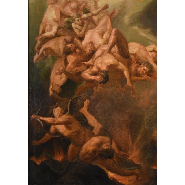 Roman School Artist, Saint Michael the Archangel Chasing Away Rebel Angels, 1600s-1700s, Oil on Canvas, Framed For Sale - Image 7 of 16