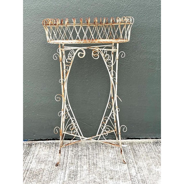 Vintage Scrollwork Iron Plant Holder For Sale - Image 11 of 12