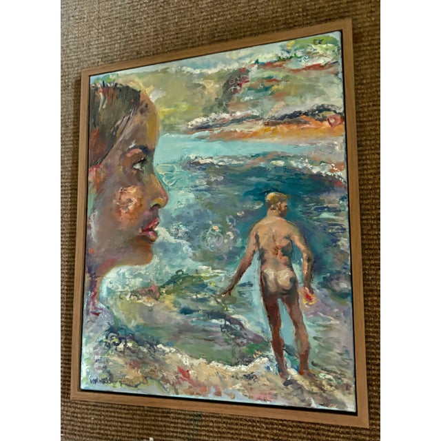 Cerulean "Goodbye to Love’", Original Oil Paintings, Figurative Art For Sale - Image 8 of 9