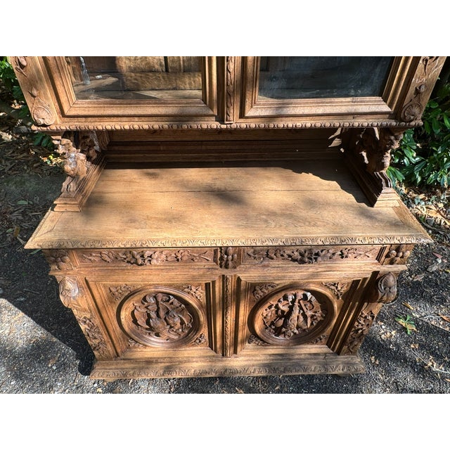 French Carved Oak Hunting Cupboard, 1860 For Sale - Image 17 of 18