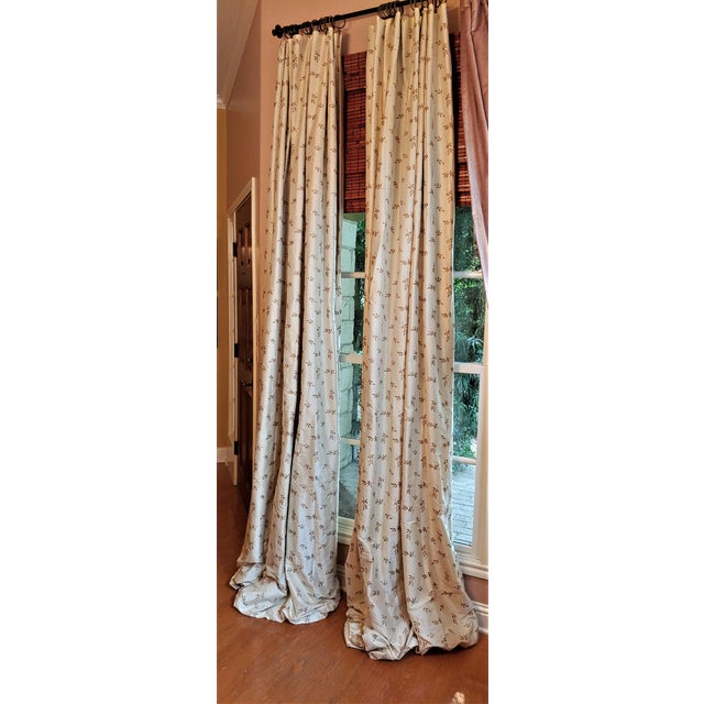 Double Sided Silk Lined Drapes In Cream And Copper Brown A Pair Chairish