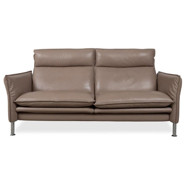 Brown Taupe Leather Porto Armchairs and Ottomans with Manual Function from Erpo, Set of 5 For Sale - Image 6 of 18