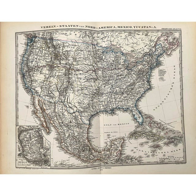This is an excellent double page map of the US and Mexico with the Mexico City area in the inset. Title: Verein Staaten...