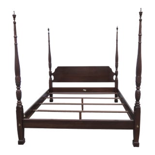 Carved Mahogany King Size Poster Bed 6444 For Sale