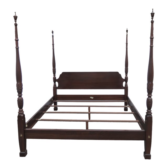 Carved Mahogany King Size Poster Bed 6444 For Sale