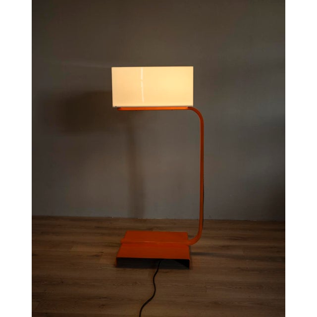 Mid-Century Modern Vintage Space Age Italian Orange Metal and Acrylic Glass Floor Lamp, 1970s For Sale - Image 3 of 15