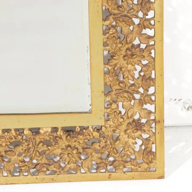 Victorian 1920s Bradley & Hubbard Cast Iron Gold Gilt Beveled Wall Mirror For Sale - Image 3 of 13