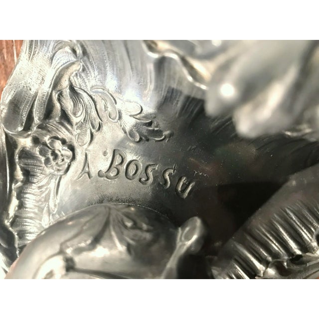 Pink 19th Century French Pewter Lion Inkwell Signed A. Bossu For Sale - Image 8 of 8