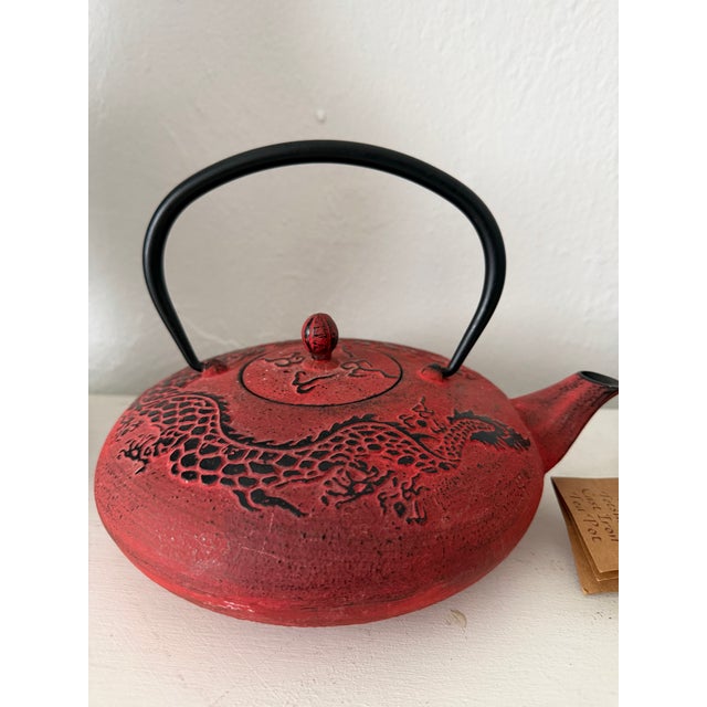 Chinese Late 20th Century Asian Cast Iron Enameled Teapots, Pair For Sale - Image 3 of 8