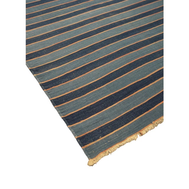 Traditional Vintage Dhurrie Rug in Blue With Stripes, From Rug & Kilim For Sale - Image 3 of 6