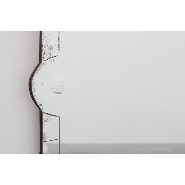 French Venetian Style Frameless Mirror with Bevelled Border and Engraved Floral Motif, 1920 For Sale - Image 6 of 11