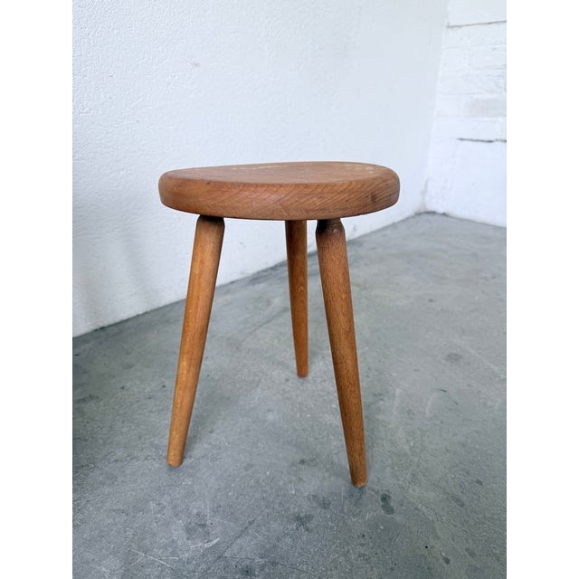 Golden Oak Tripod Stool, 1960s For Sale - Image 15 of 15