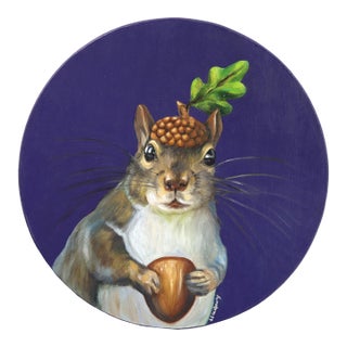 Squirrel Nut Cap - Original Squirrel Animal Pop Art Oil Painting For Sale