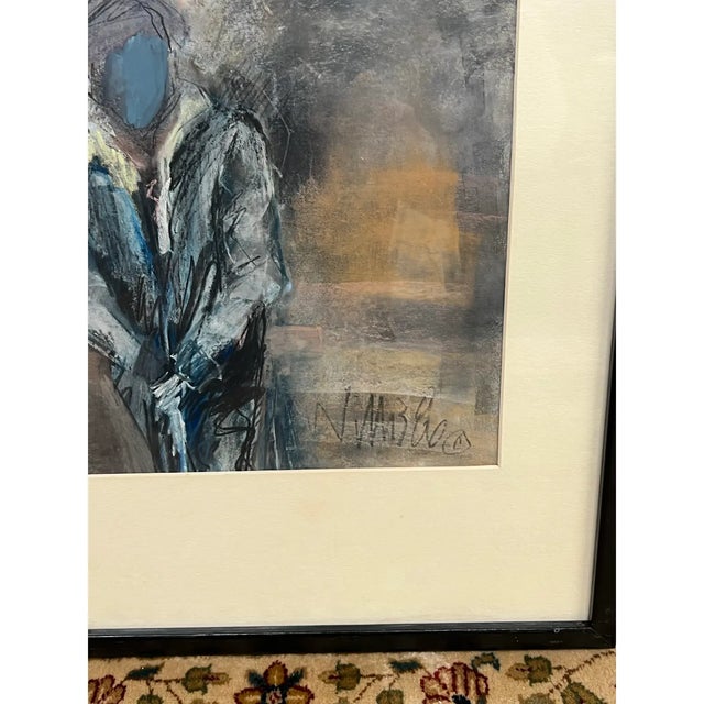Nancy Willis Spy With Revolver Signed Pastel/Oil on Paper, Circa 1980 For Sale - Image 4 of 11