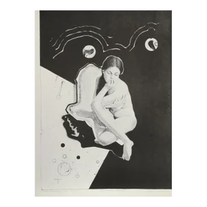 Woman Dreaming of two Circles, Robert Eagerton Lithograph
