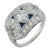1920s Art Deco Diamond Sapphire Platinum Dinner Ring, Size 4 For Sale