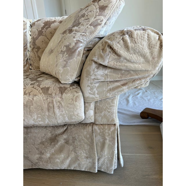 Transitional Late 20th Century Beautiful Vanguard Camel‑Back Loveseat – Plush, Cozy, and Timeless For Sale - Image 3 of 13