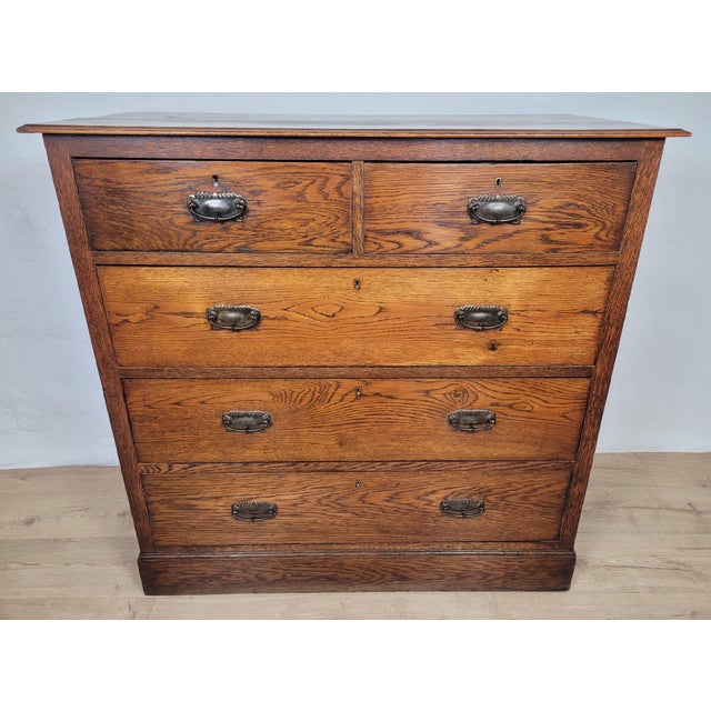 Edwardian Drop Handle Chest of 2 Drawers in Oak, 1910s For Sale - Image 13 of 18