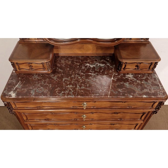 Rocaille Style Walnut Psyche Chest of Drawers from Maison Guinand-Le Glas, 1900s For Sale - Image 15 of 18