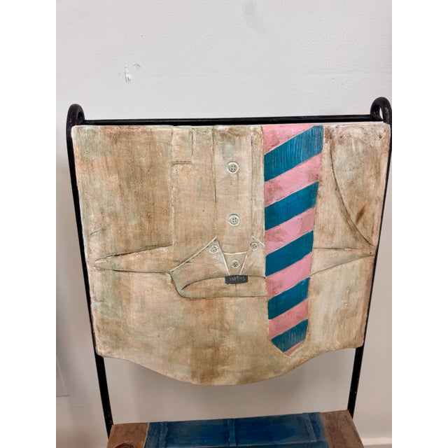 Pair of Vintage Trompe L’oeil Hand-Painted Iron and Fiberglass Chairs, Style of John Vesey For Sale - Image 10 of 11