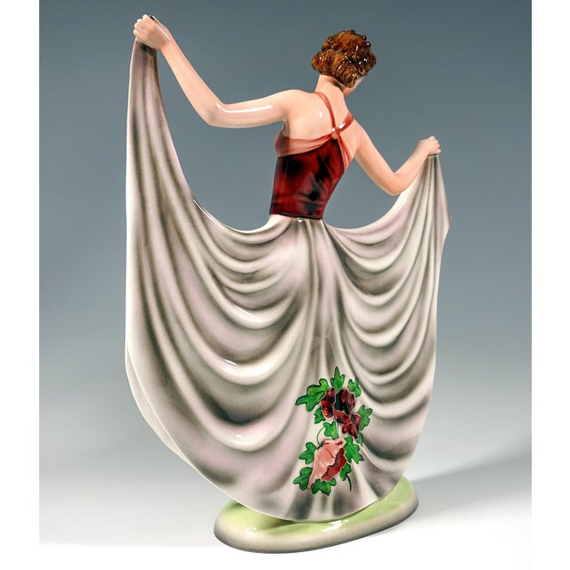 Art Déco Posing Figure Dance Study attributed to Stephan Dakon for Goldscheider, 1937 For Sale - Image 4 of 8