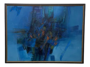 1985 Modern Painting Abstract Art Oil on Canvas Signed