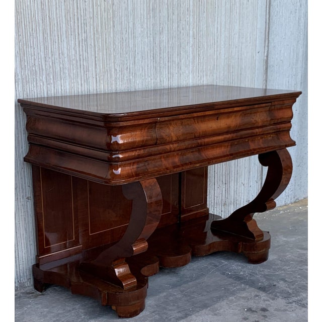 Early Biedermeier Period Walnut Console Table With Drawer, Austria, Circa 1830 For Sale - Image 4 of 12