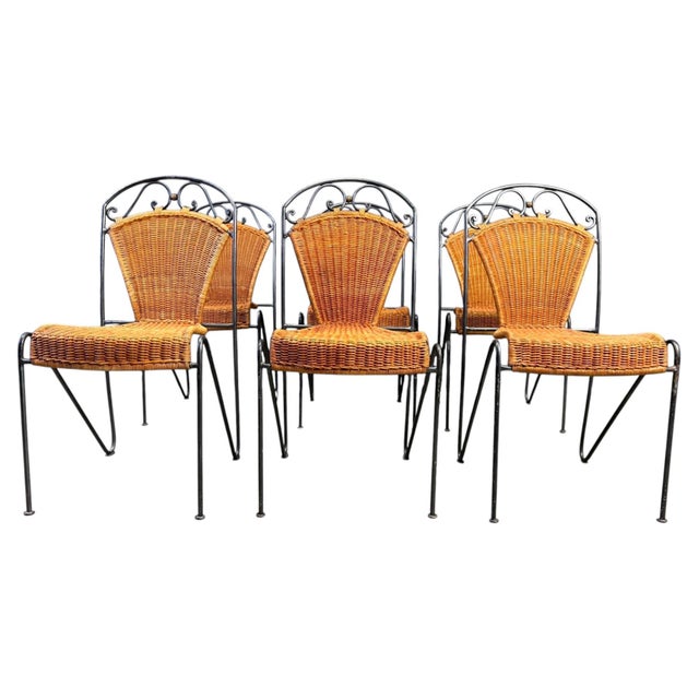 Wicker Chairs from Frederick Weinberg, 1960s, Set of 6 For Sale - Image 10 of 10