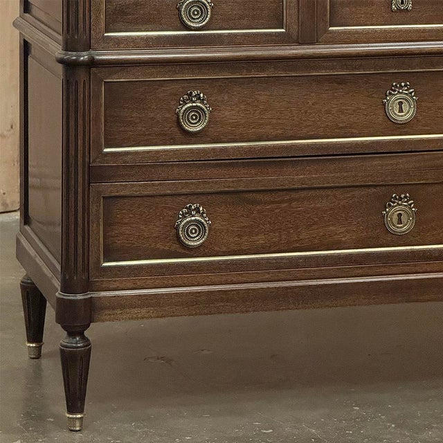 Late 19th Century 19th Century French Louis XVI Mahogany Commode With Carrara Marble For Sale - Image 5 of 16