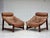 1970s, Norwegian design by Jan Erik Lindgren. Armchair model "Amazon". Original light brown furniture leather, teak wood,...