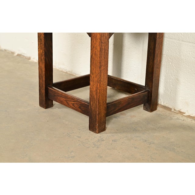 Stickley Brothers Style Antique Mission Oak Arts & Crafts Cutout Tabouret Side Table, Circa 1905 For Sale - Image 9 of 10