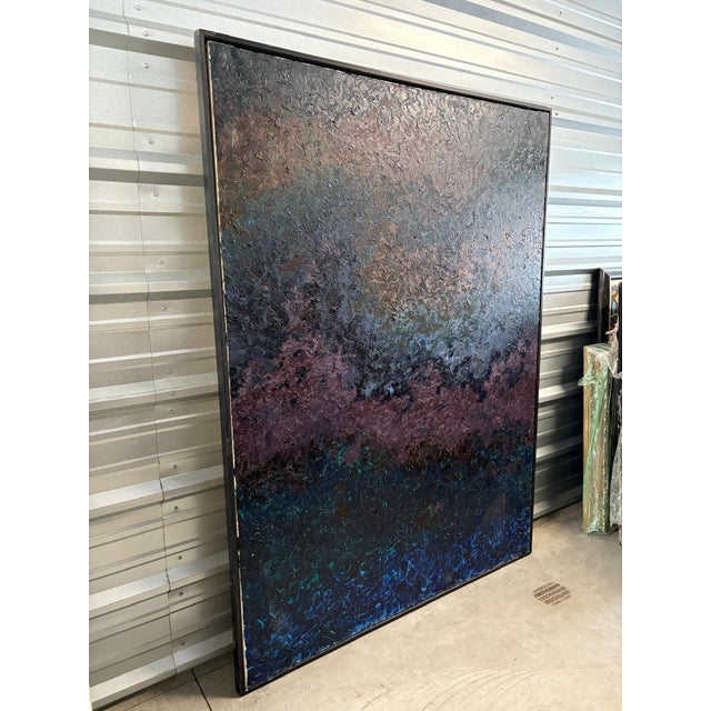 Abstract Large Textured Framed Abstract Painting Signed “Vanessa Biagioni Fall ’92” For Sale - Image 3 of 6