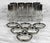 Metal 1980s Mid-Century Chrome Silver Fade Tall Liquor Glass & Coaster Bar Serving Set - 13 pcs For Sale - Image 7 of 13