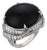 Mid Century Onyx Diamond Platinum Cocktail Ring, Size 5.75 For Sale