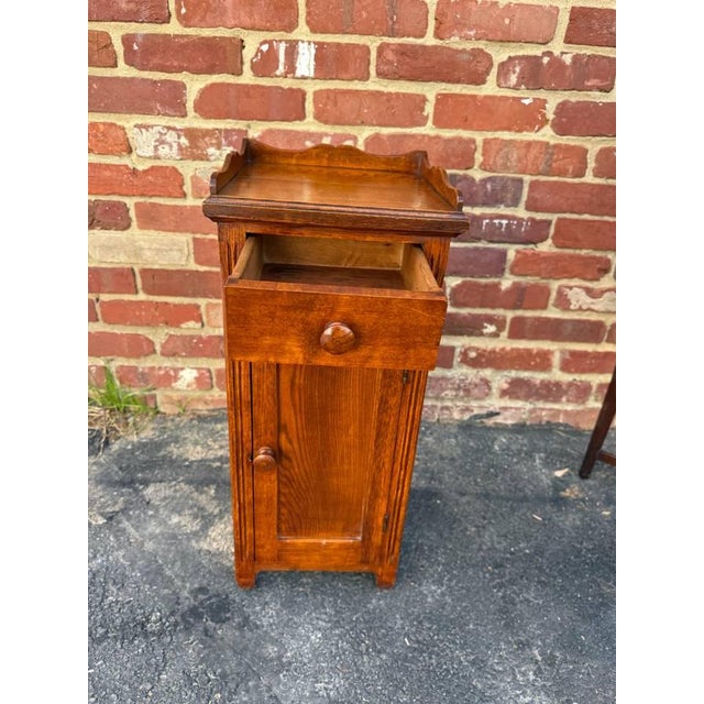 Antique Farmhouse Style Solid Wood Narrow Bedside Cabinet For Sale - Image 10 of 14