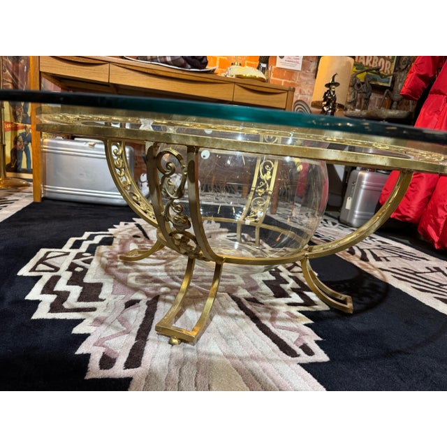 Gold Vintage Hollywood Regency Glass Terrarium Coffee Table For Sale - Image 8 of 8