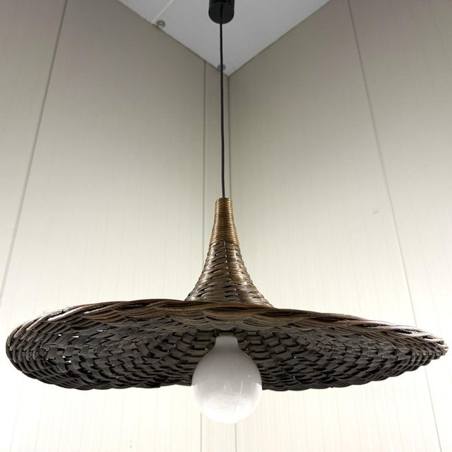 Vintage Rattan Wicker Hanging Lamp, 1960s For Sale - Image 17 of 17